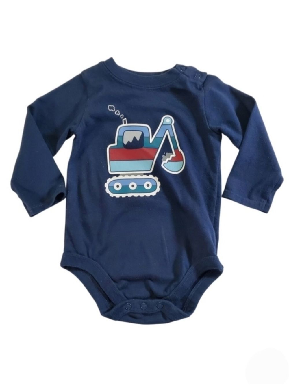 K1044 * Garanimals Boys Excavator Graphic Bodysuit Blue Size 12M